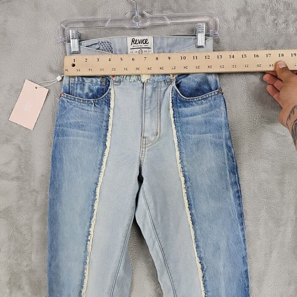 Revice Jeans Womens 25 Two Tone Blue Patchwork Blue Ankle Denim Festival NWT - Picture 4 of 12